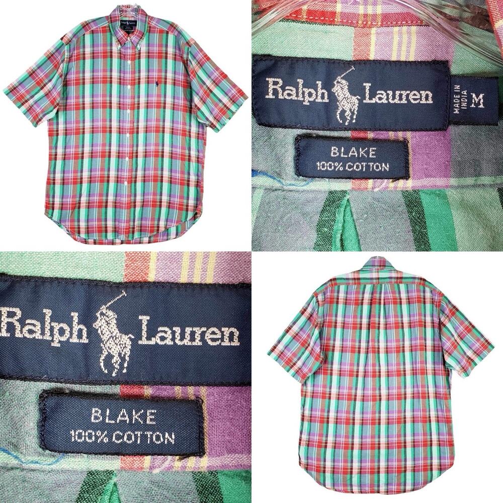 Polo Ralph Lauren Shirt Mens Medium Spring Plaid Blake Button Down SS